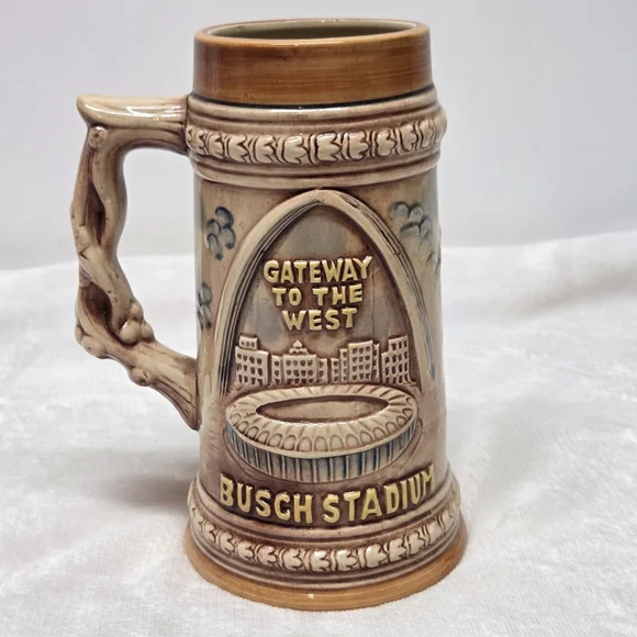 Vintage St. Louis MO Beer Stein Gateway Arch Busch Stadium Riverboat Japan - Picture 2 of 13